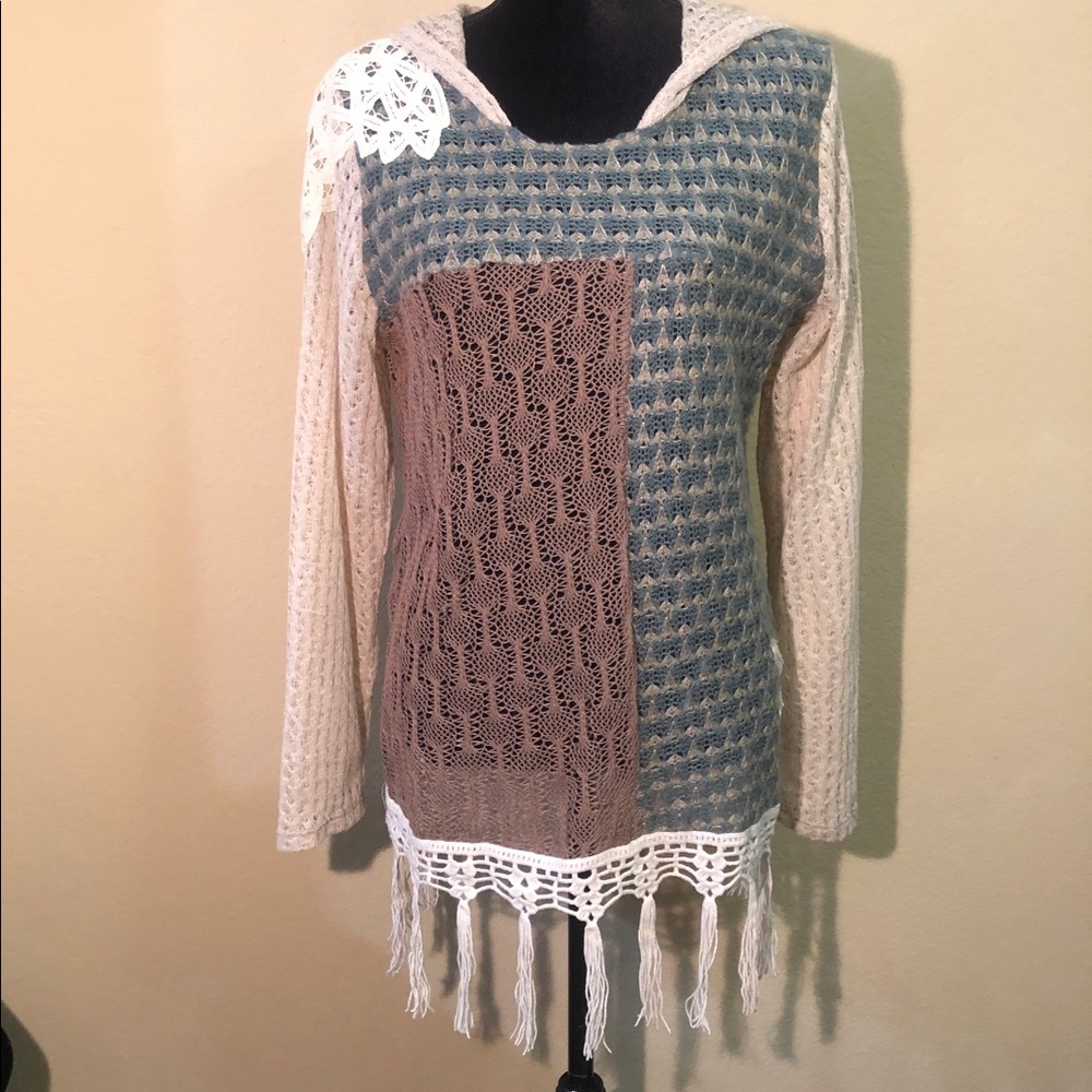 Ali Miles Patchwork Sweater Size Large